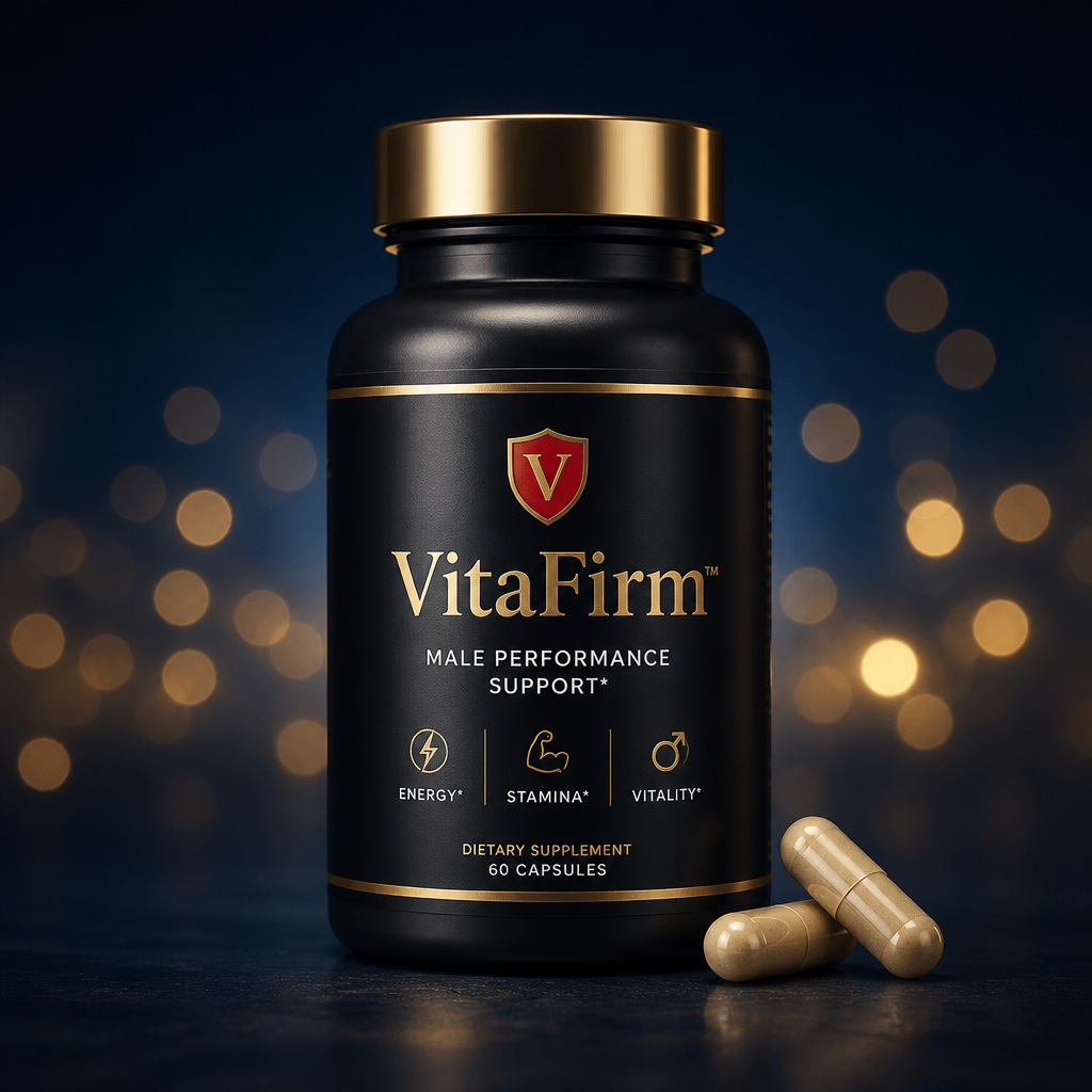VitaFirm Male Performance Support supplement bottle with 60 capsules